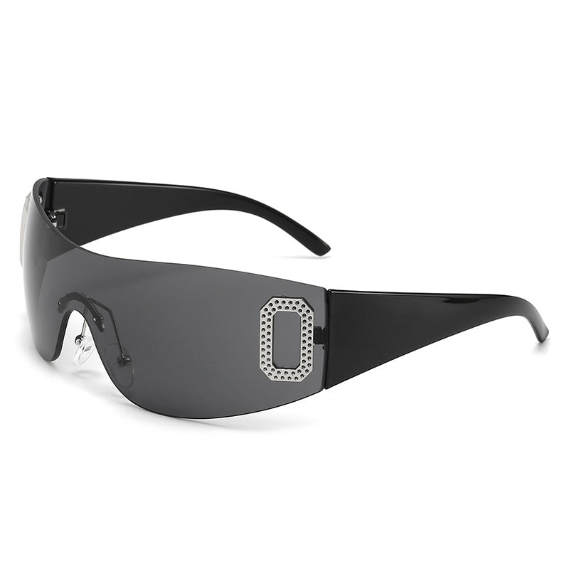 Wholesale of New Y2K Letter Integrated Sunshade PC Sunglasses